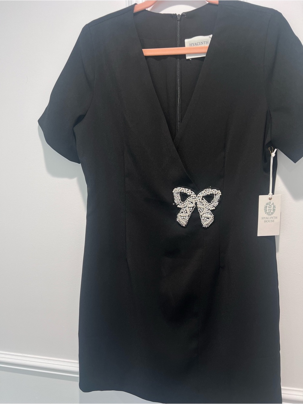 Hyacinth House Black Mini Dress with Bow
